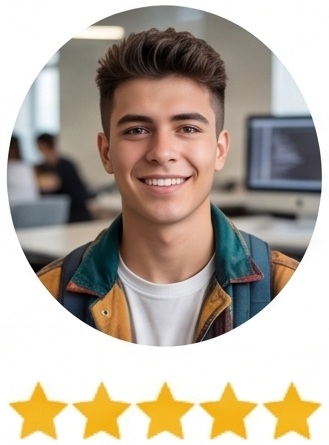 Retrato directo de estudiante de arquitectura que superó sus exámenes finales